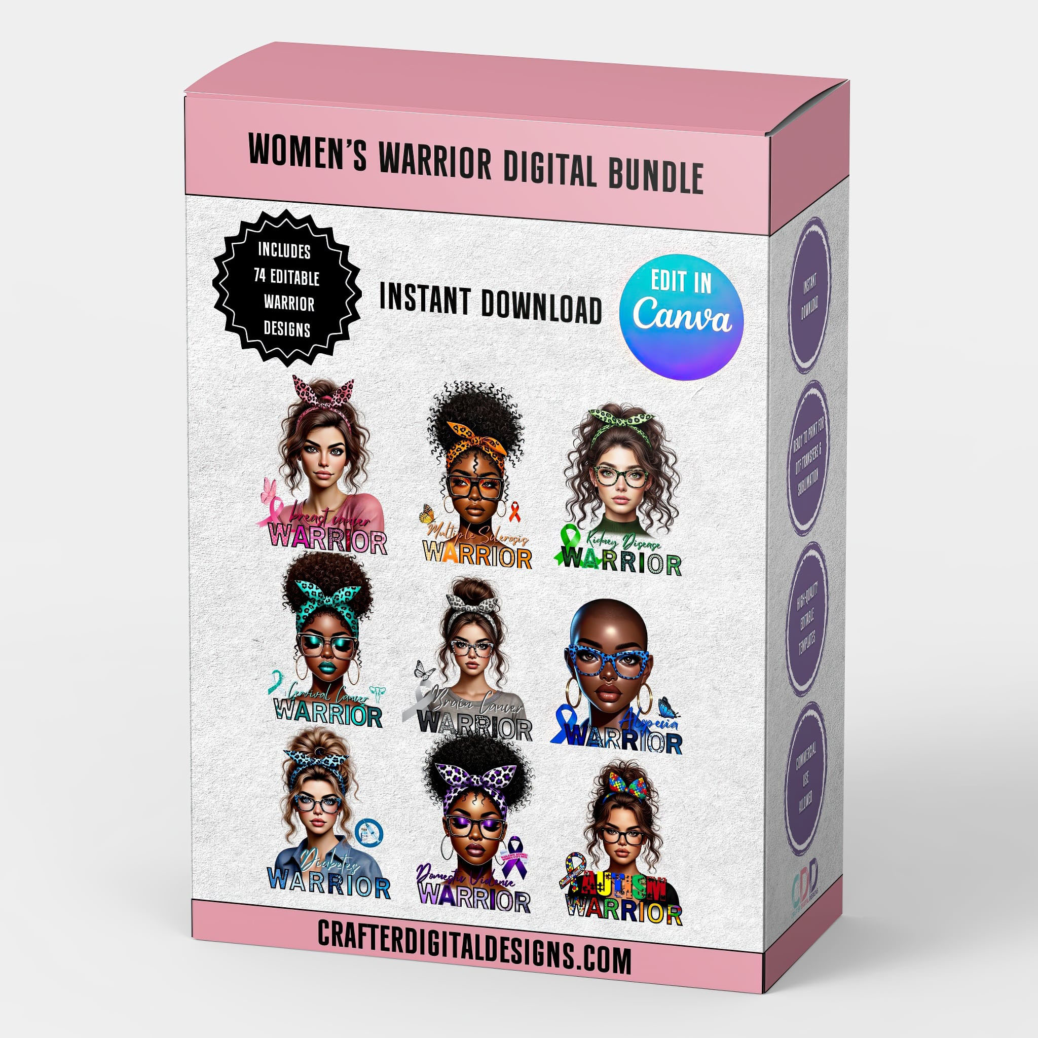 Women's Awareness Warrior Digital Bundle (74 Editable Designs)