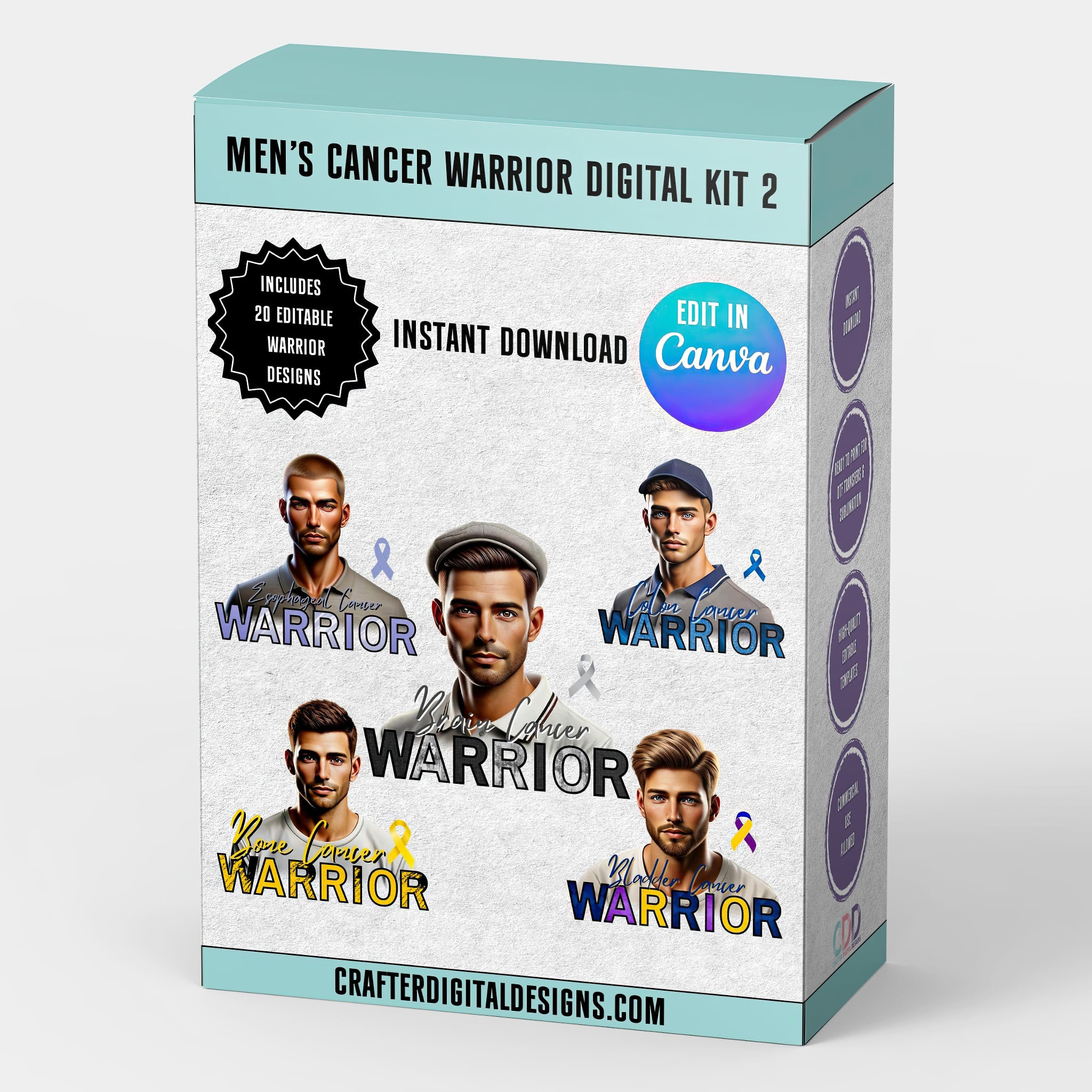 Men's Cancer Warrior Digital Kit 2 (20 Editable Designs)