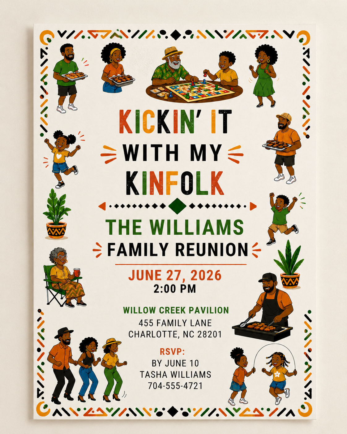 Family Reunion Invitation Canva Template - Kickin' It With My Kinfolk Design