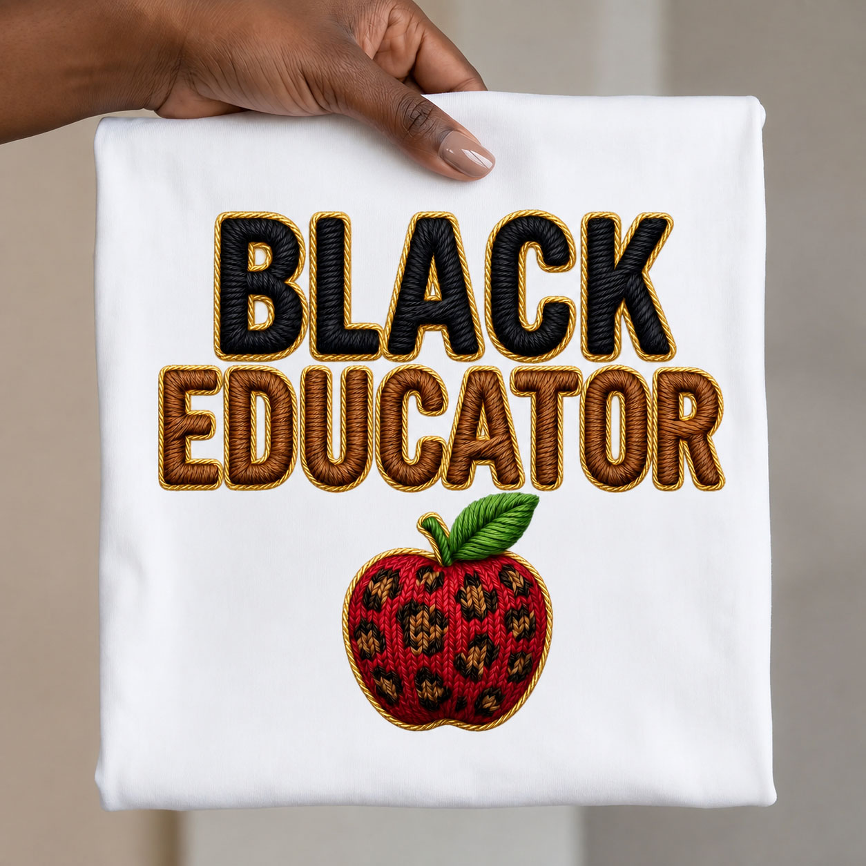Black Educator PNG - Faux Yarn and Embroidery Style Bundle