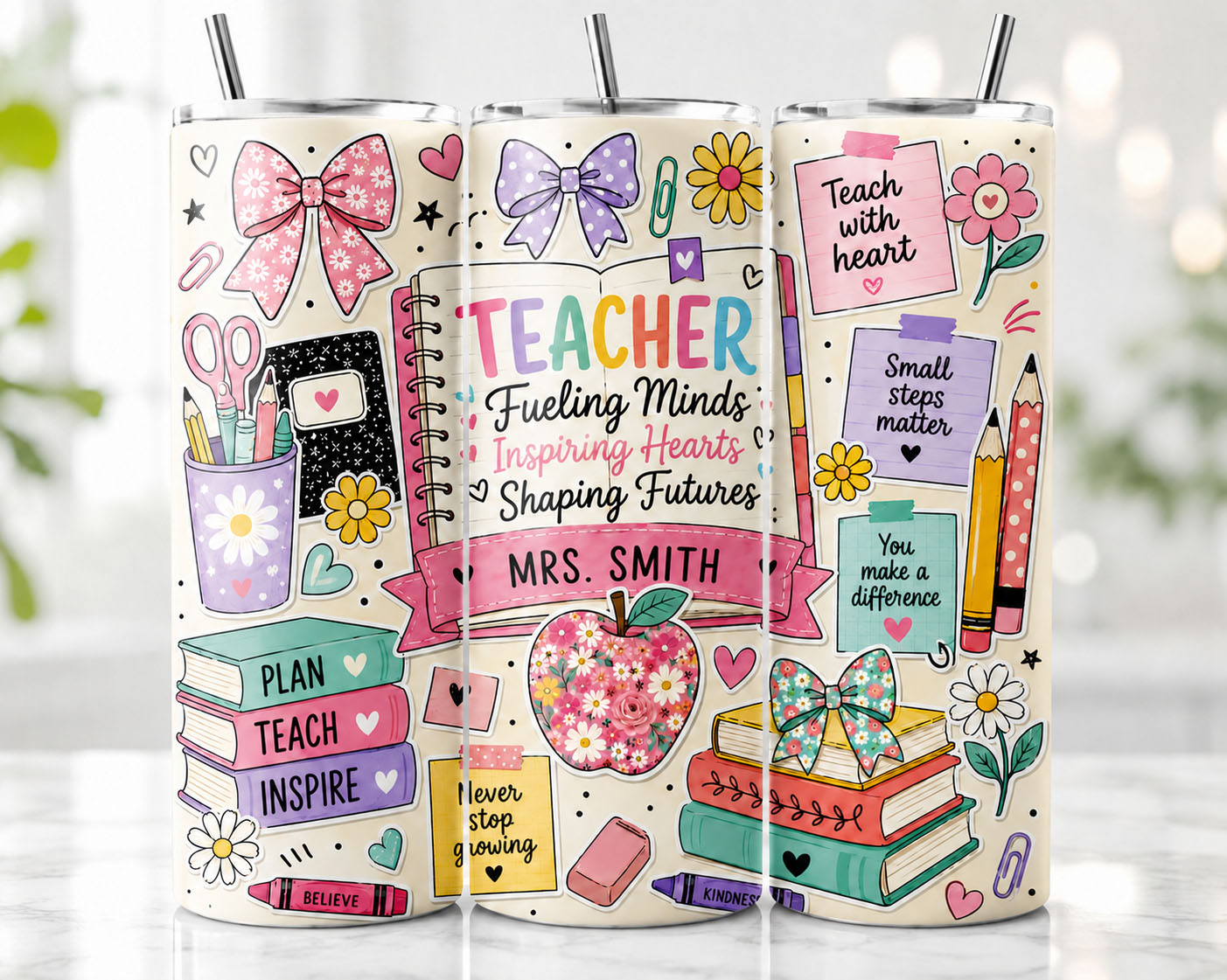 Personalized Teacher Tumbler Wrap - Custom Name Design