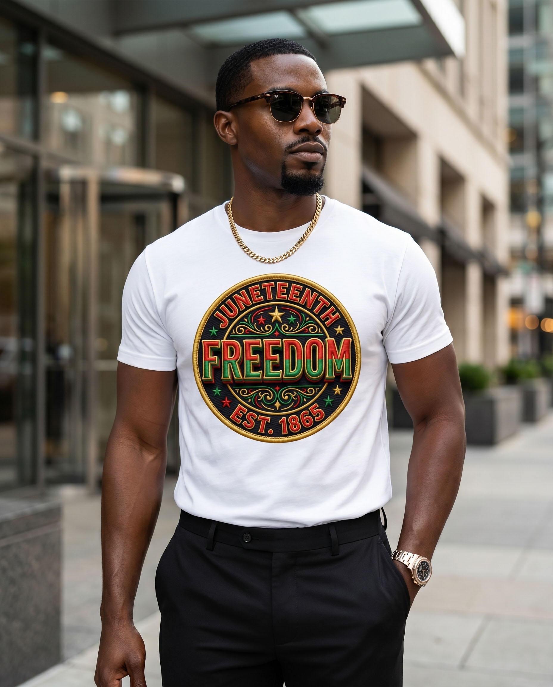 Freedom Juneteenth PNG - Embroidered Patch Style Freedom Est. 1865 Design