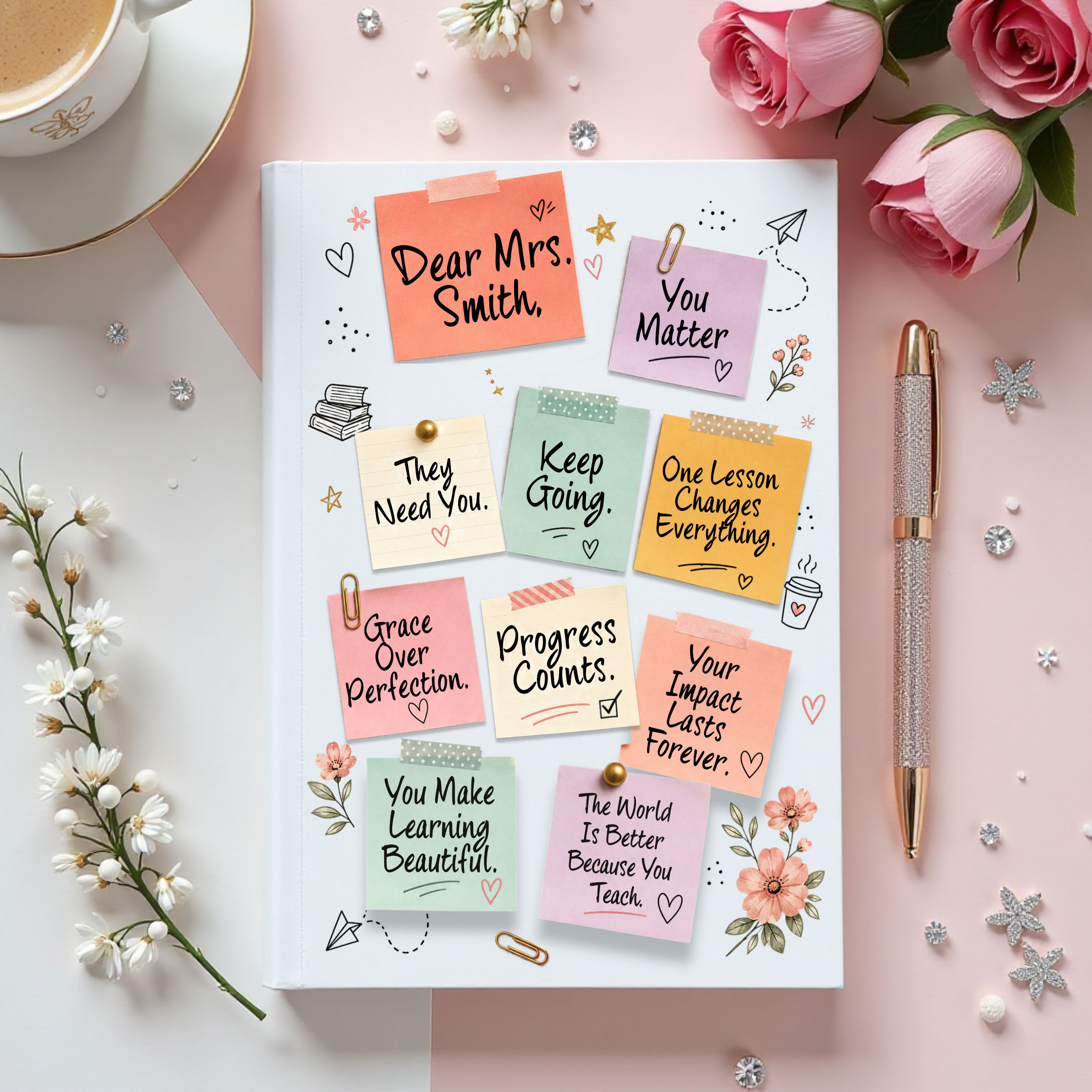 Teacher Journal Template - Dear Teacher Sticky Note Cover Design