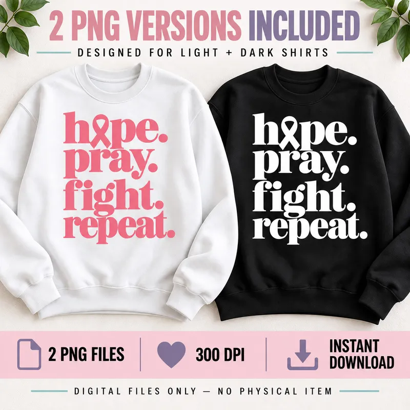 Breast Cancer PNG - Hope Pray Fight Repeat