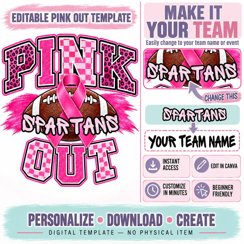 Pink Out Football Template