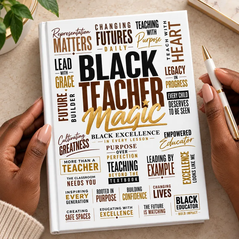 Black Teacher PNG - Black Teacher Magic Journal Cover Design
