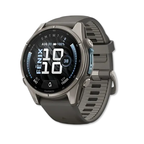 Fenix 9 43mm Titanium with Pebble Gray Silicone Band