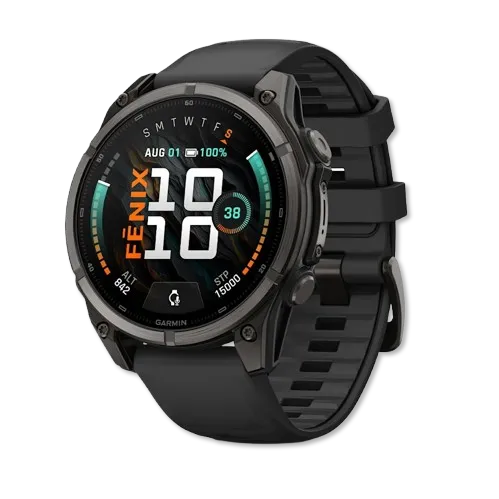 Fenix 9 47mm Carbon Gray DLC Titanium with Black Silicone Band