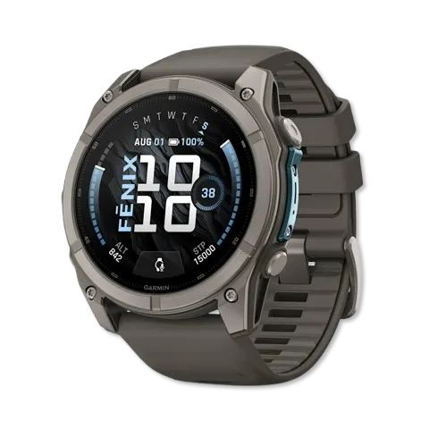 Fenix 9 51mm Titanium with Pebble Gray Silicone Band