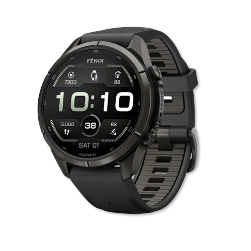 Fenix 9 Pro Amoled 43mm Carbon Gray DLC Titanium with Black/Pebble Gray Silicone Band