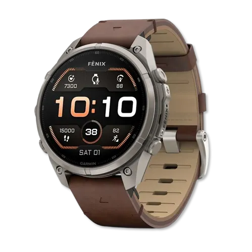 Fenix 9 Pro Amoled 47mm Titanium with Walnut Leather Band