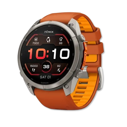 Fenix 9 Pro Amoled 51mm Titanium with Autumn Orange/Spark Orange Silicone Band