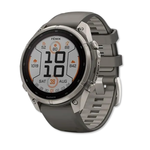 Fenix 9 Pro Solar 47mm Titanium with Pebble Gray Silicone Band