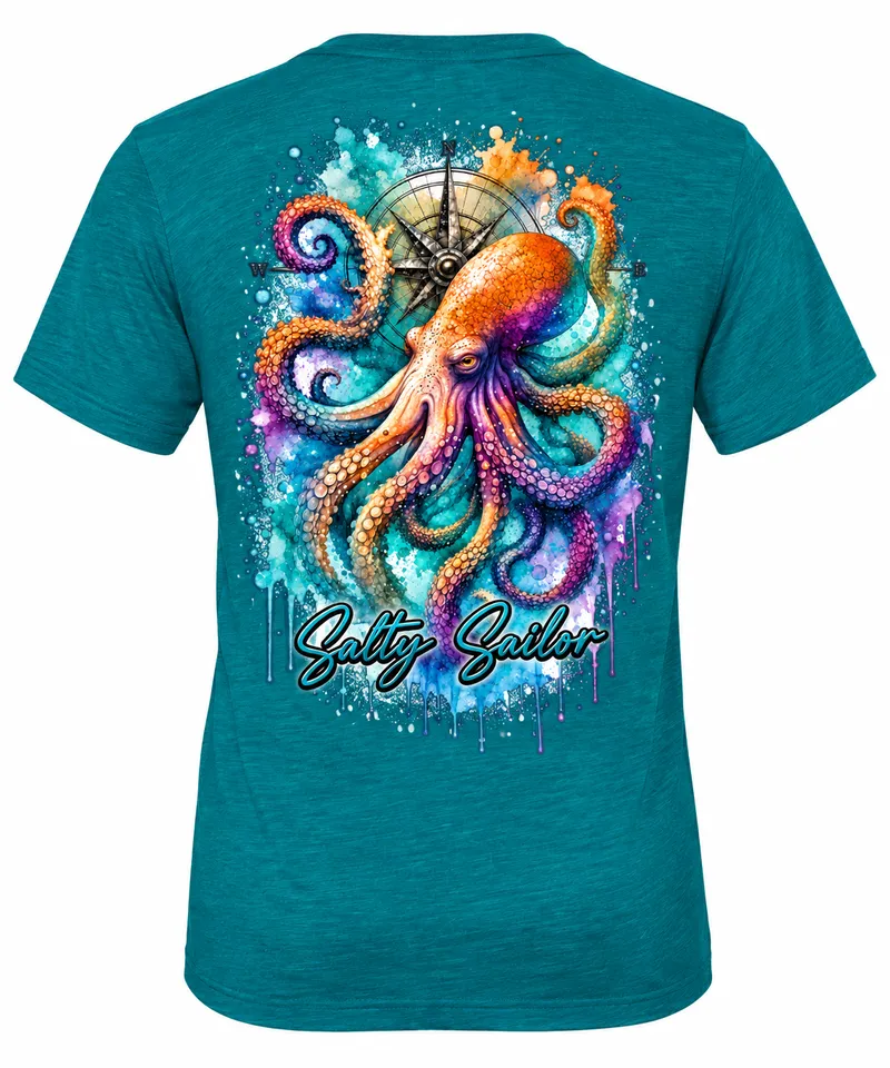 Harvey the Octopus | Teal Tri-Blend Tee