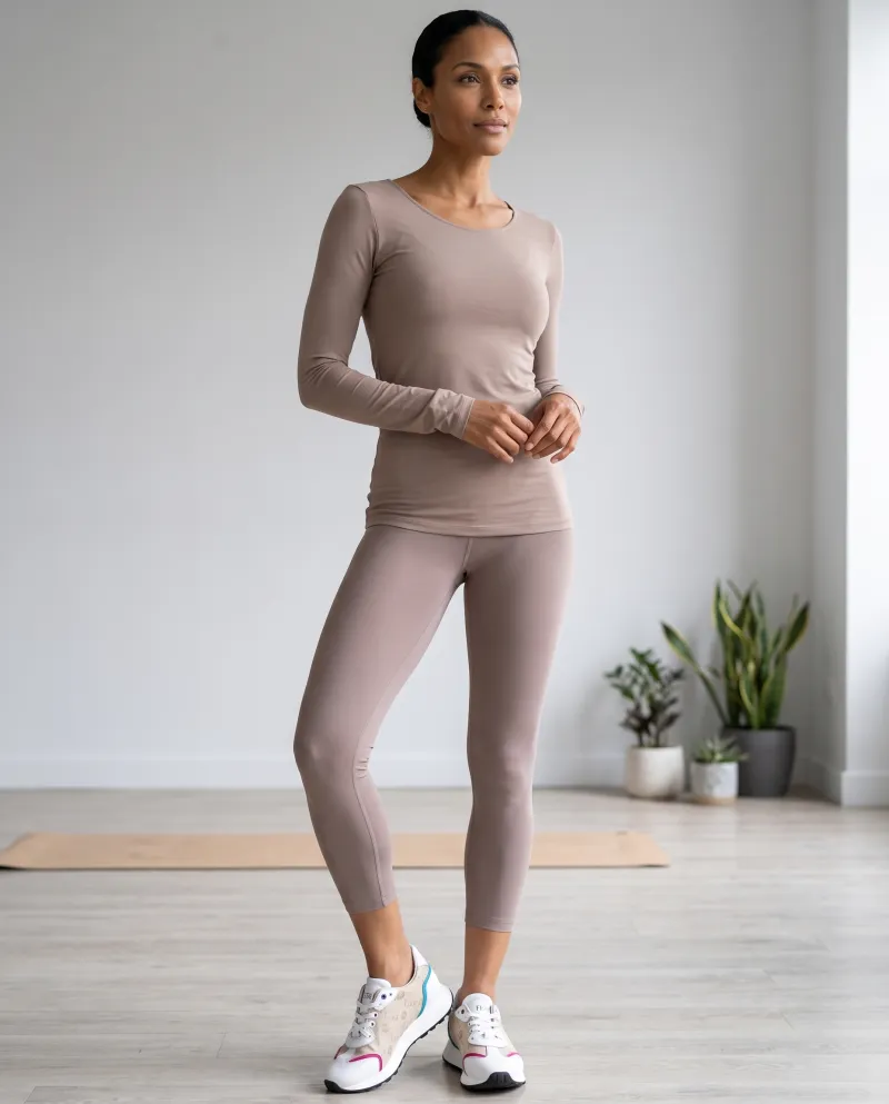 Bamboo LONG SLEEVE TOP in TAUPE