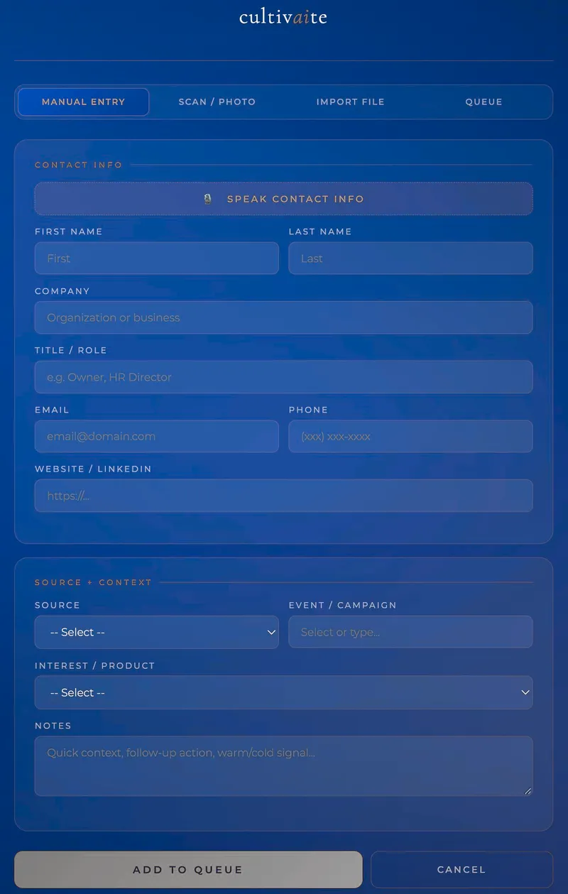 cultivaite - Lead Capture App