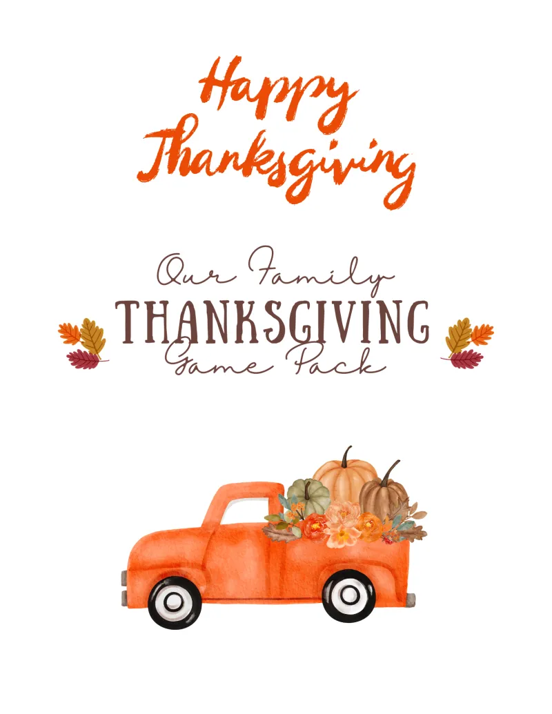 Thanksgiving Family Game Pack: 7 Printable Games for All Ages │ Family Gathering Activities & Gratitude Traditions