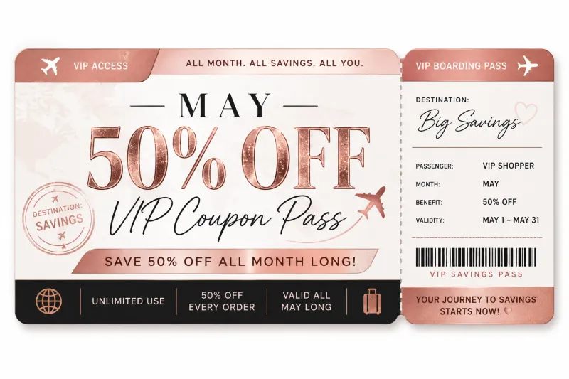 May 50% Off VIP Coupon Pass