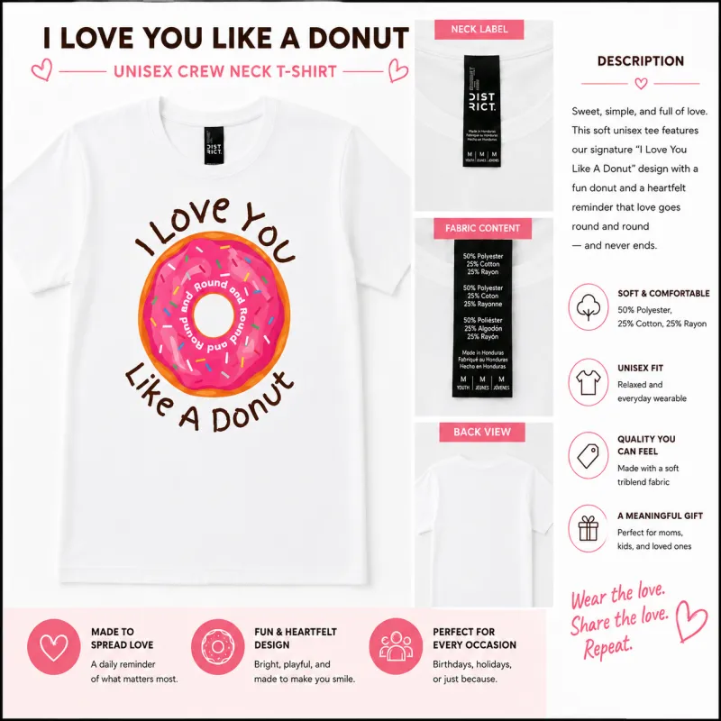 "I Love You Like A Donut" Strawberry Sprinkle T-Shirt