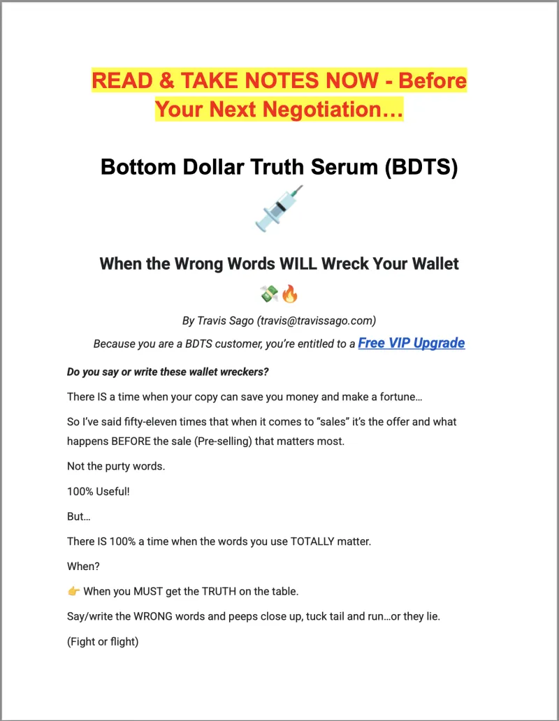 Bottom Dollar Truth Serum (BDTS) PDF