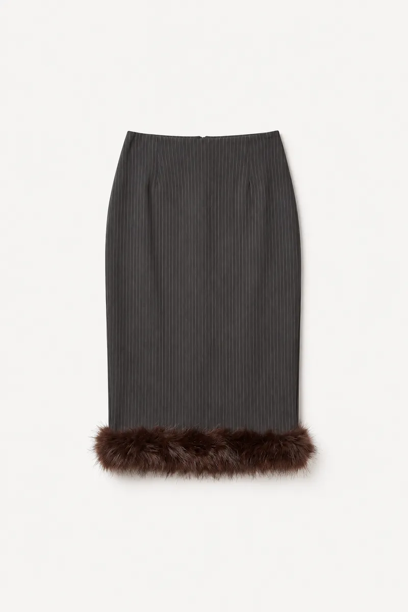 PINSTRIPE MIDI PENCIL SKIRT