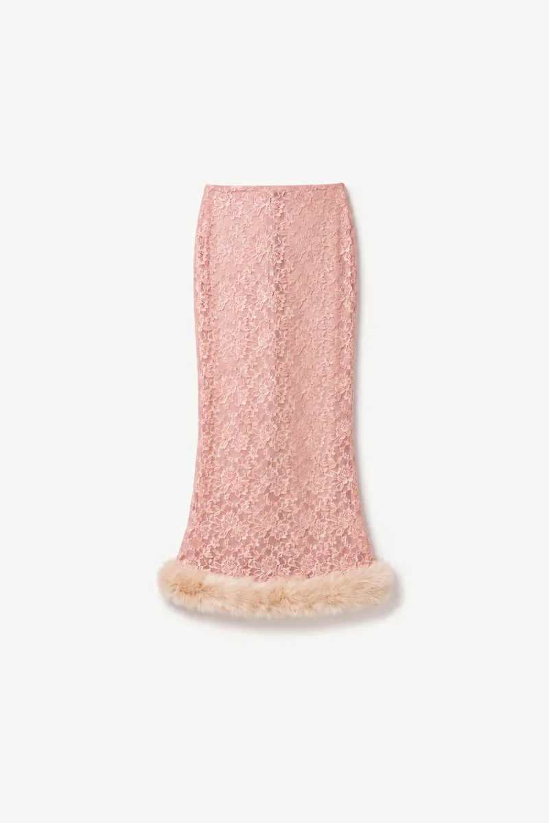 PEACH LACE MAXI SKIRT