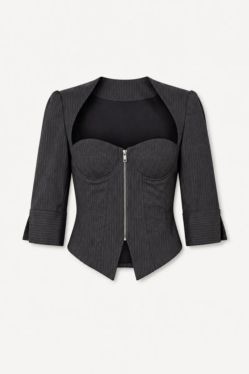PINSTRIPE TAILORED BUSTIER TOP