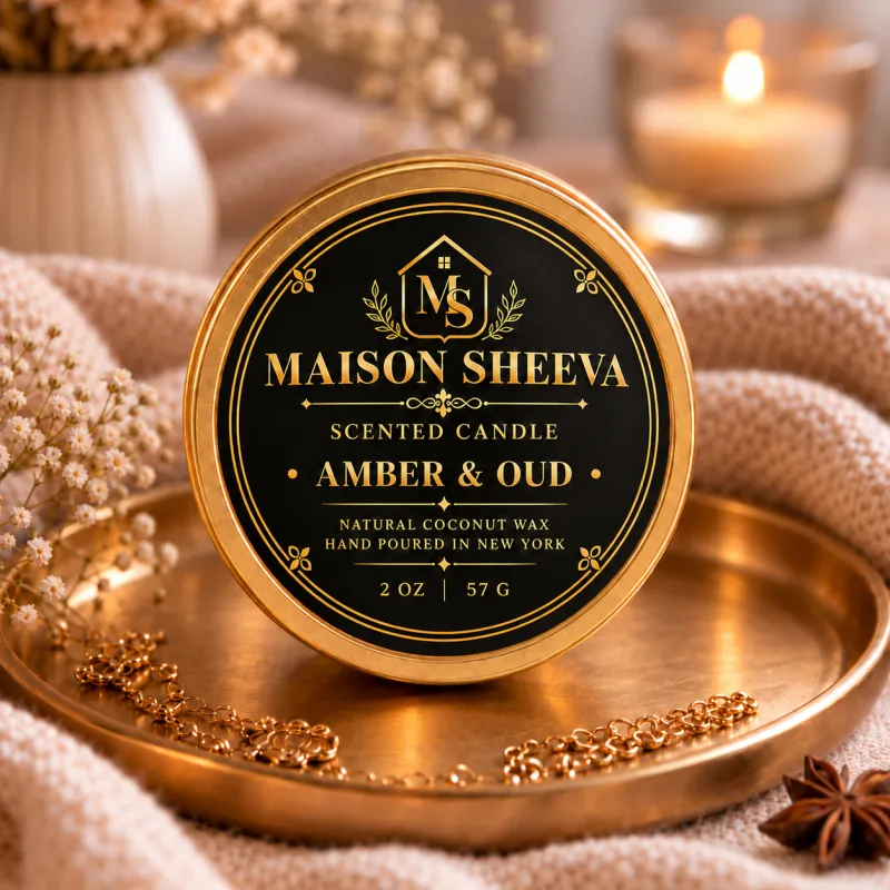 Amber & Oud Scented Tin Candle – 2 oz / 57 g