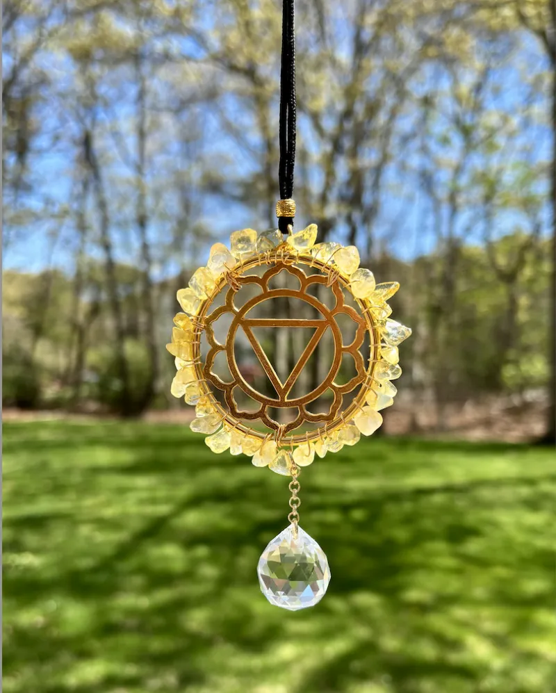 Solar Plexus Car Charm- Rearview Mirror Citrine Suncatcher