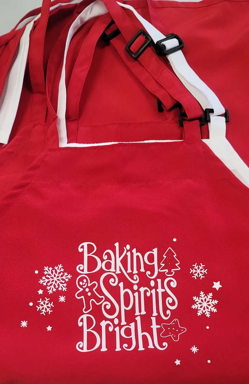Baking Spirits Bright" Red Holiday Baking Apron