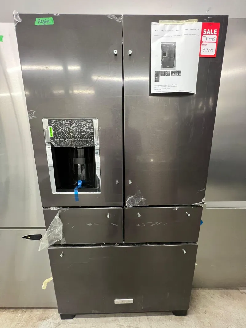 KitchenAid KRMF706EBS06 25.8 Cu.Ft 5-Door Fridge – Black Stainless, Ice System, Premium Design