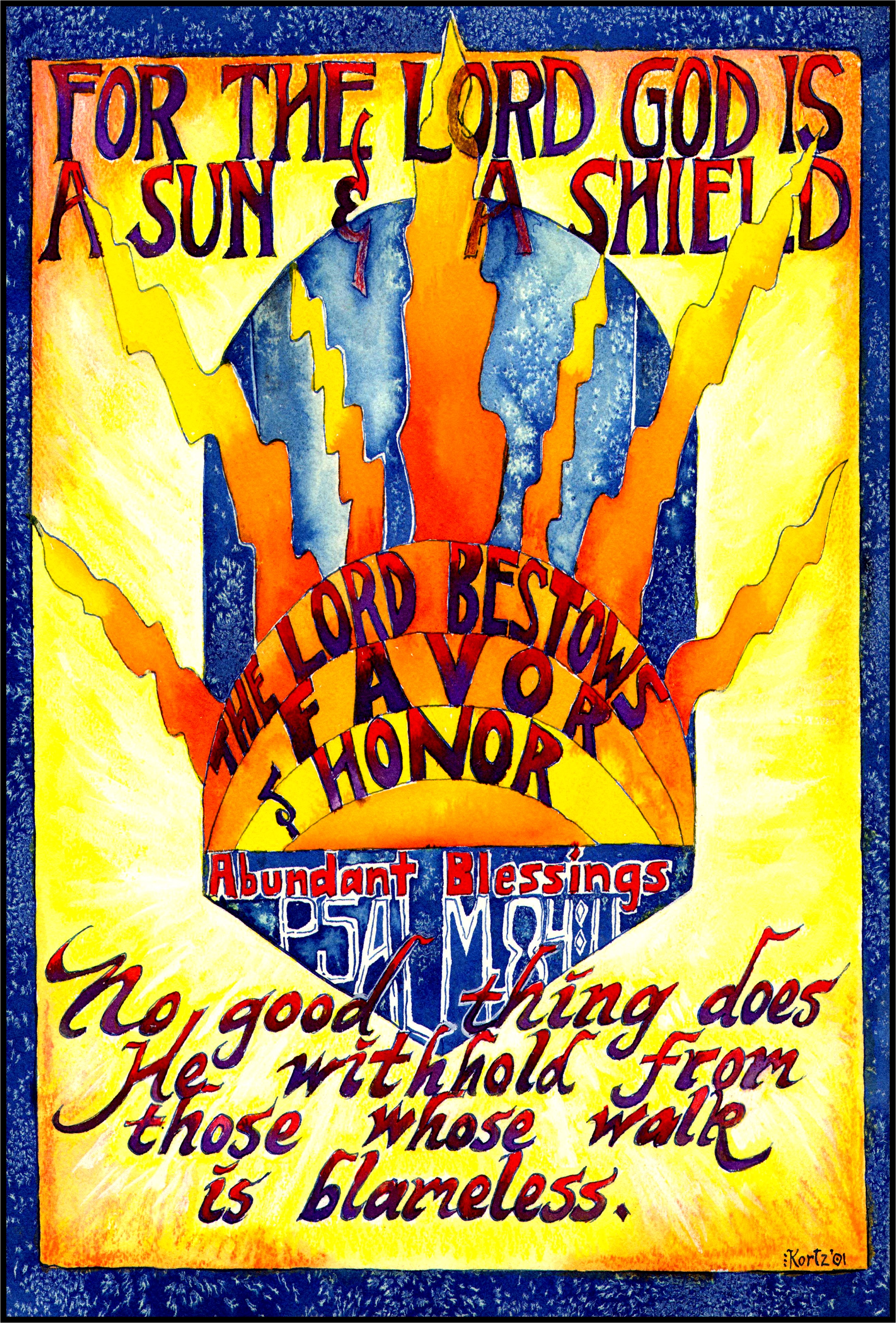Sun & Shield: Psalm 84:11 Watercolor Poster