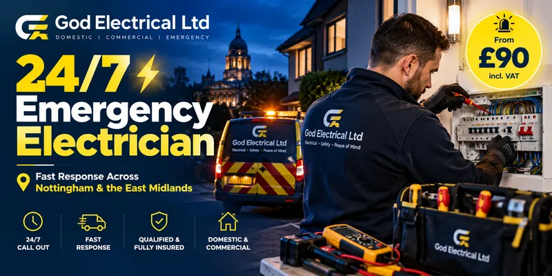 24/7 Emergency Electrician Nottingham From £90 | God Electrical