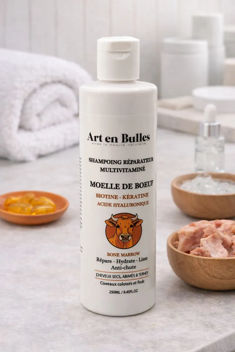 Moelle de Bœuf & Kératine – Shampoing Réparateur Multivitaminé  
