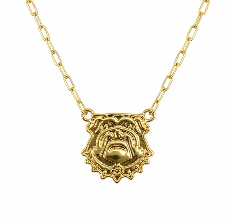 Golden Bulldog Pendant Necklace 
