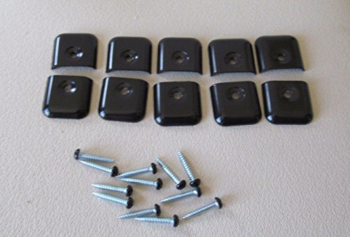 10 Pack RV Camper Trailer Aluminum Black Flat End Cap for Trim Molding 1″ & Screws