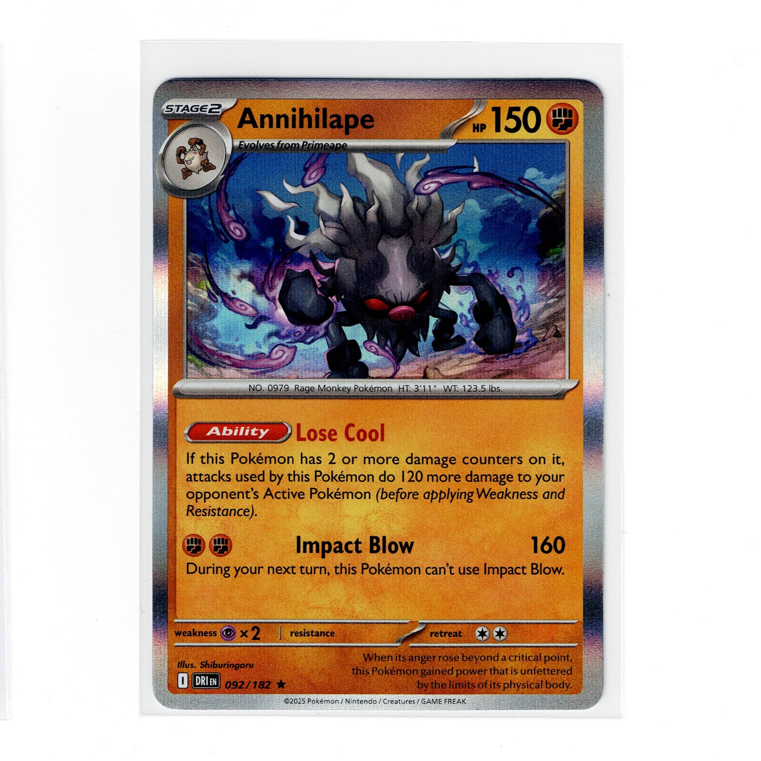Annihilape 092/182 Holo Rare Destined Rivals Pokemon Card NM