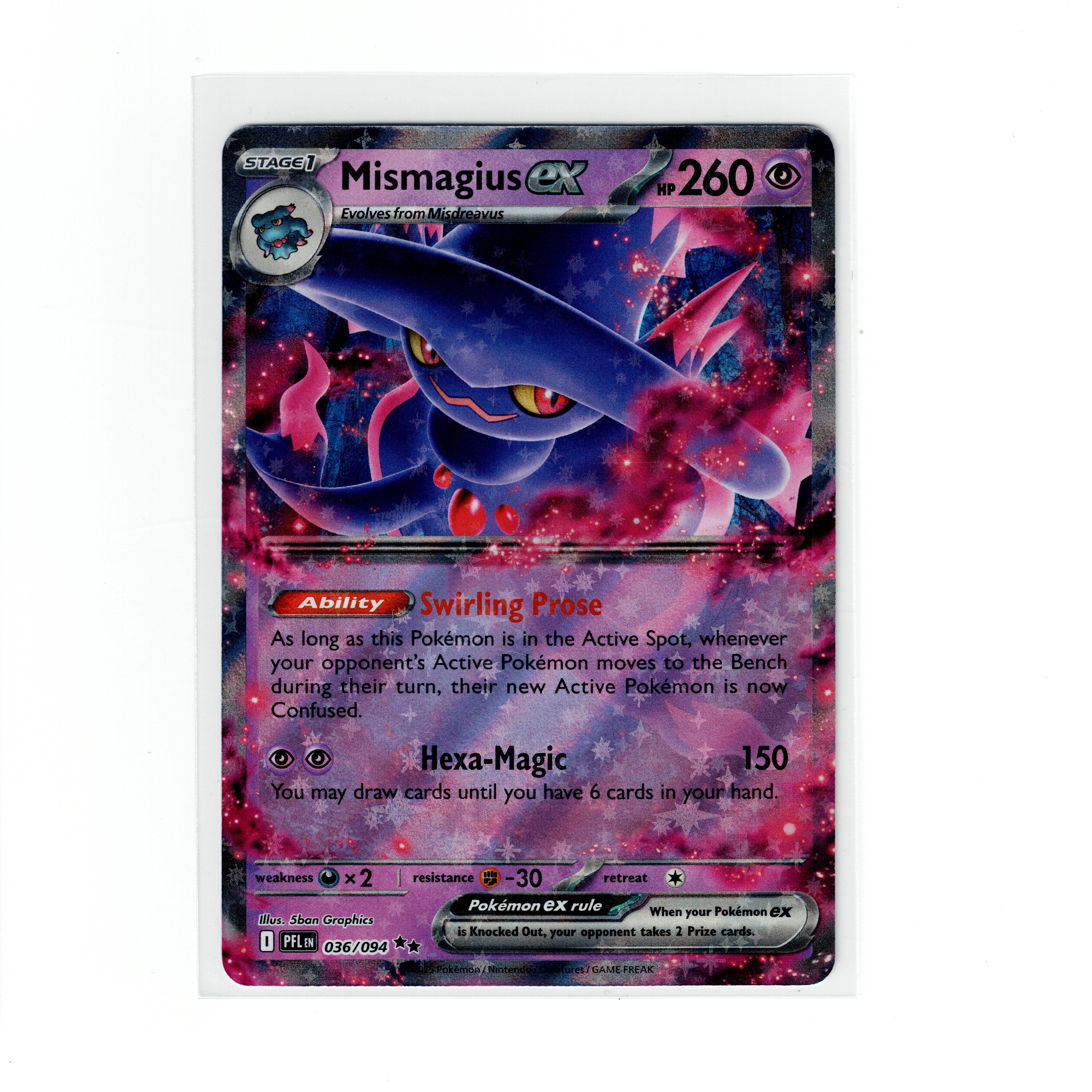 Mismagius ex 036/094 Double Rare Phantasmal Flames Pokemon Card NM