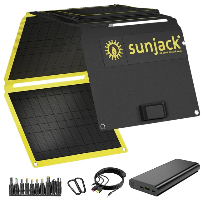 SunJack 60 Watt ETFE Foldable Portable Solar Panel Charger with Kickstands
