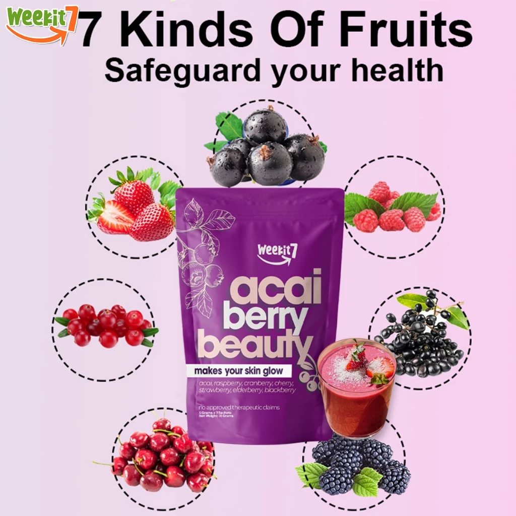 【FDA Approved】Weekit7 Buy 3 Get 1 Organic Mixed Acai Berry Powder Beauty Drink for Glowming Juice