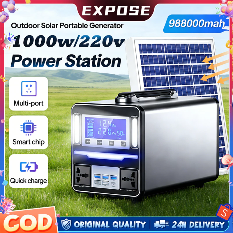 EXPOSE 1000W 988000mAh Solar Power Station 1000W 650W 300W Portable solar generator station