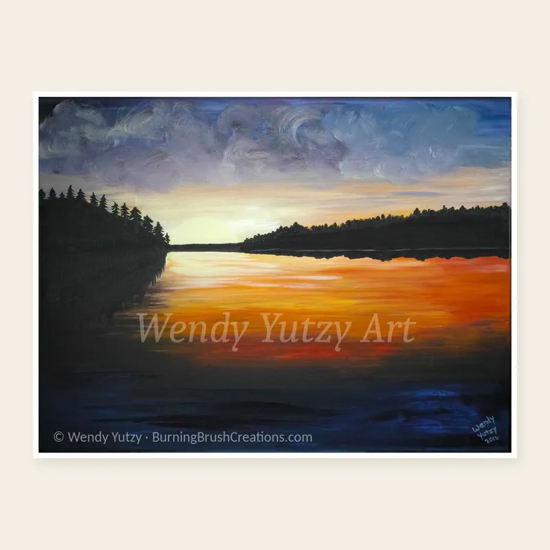 In the Stillness – Printable Lake Sunset Painting | Original Art from Red Lake, Ontario