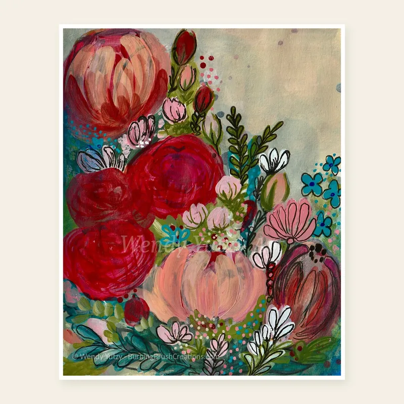 Red Rose Series – Printable Floral Painting | Original Art by Wendy Yutzy