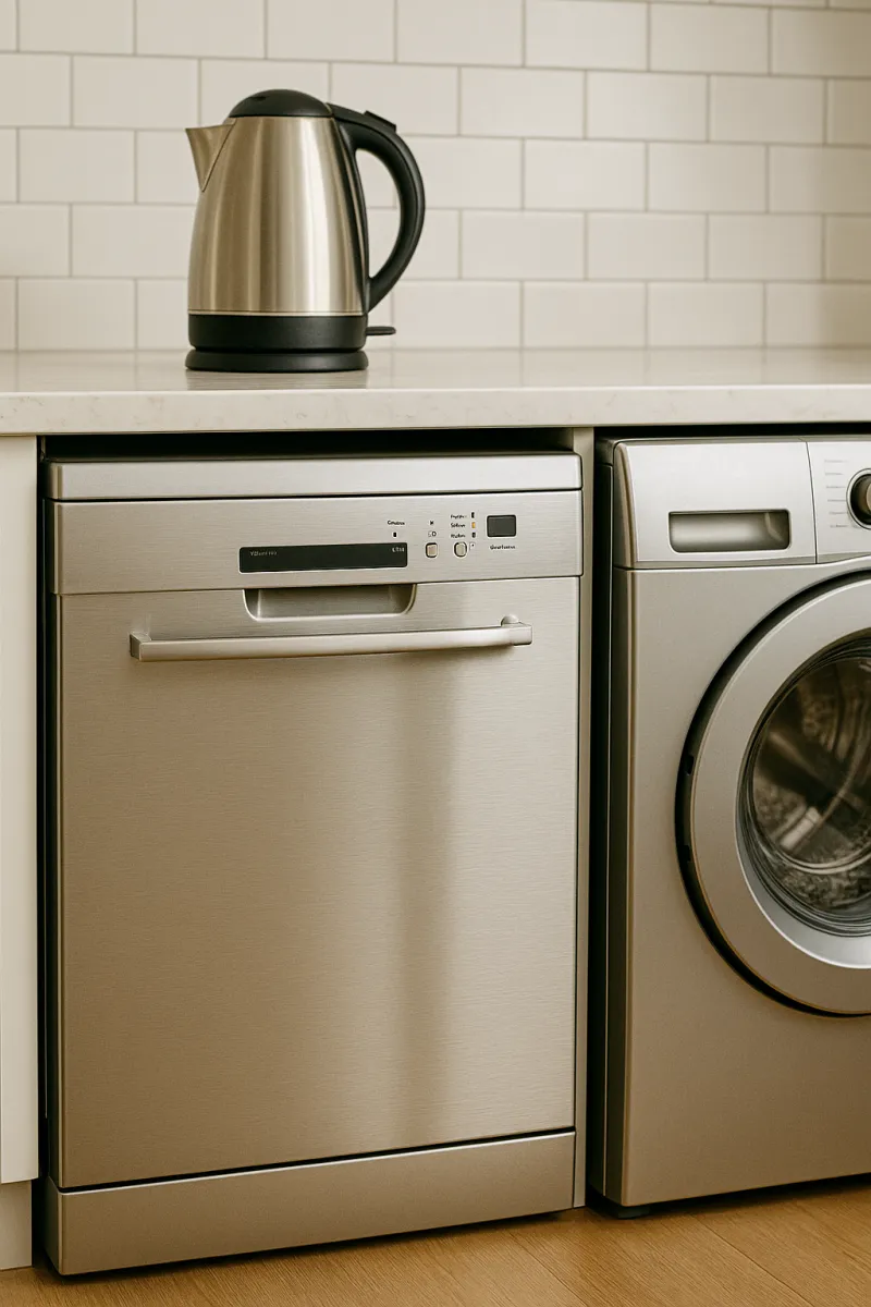Kettle, dishwasher and washing machine in a home