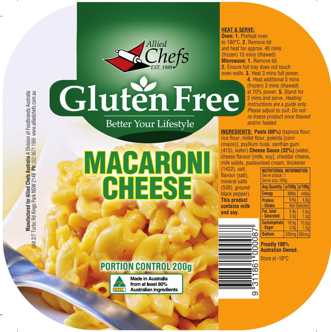 AC Gluten Free Macaroni Cheese 12x200g 3.5* **P.I** CODE -  5469