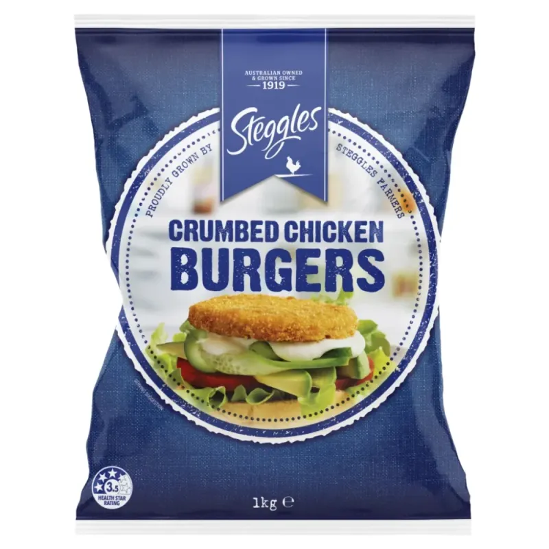 S Crumbed Chicken Burger 1kg  4* { 6x1kg } CODE -  4034