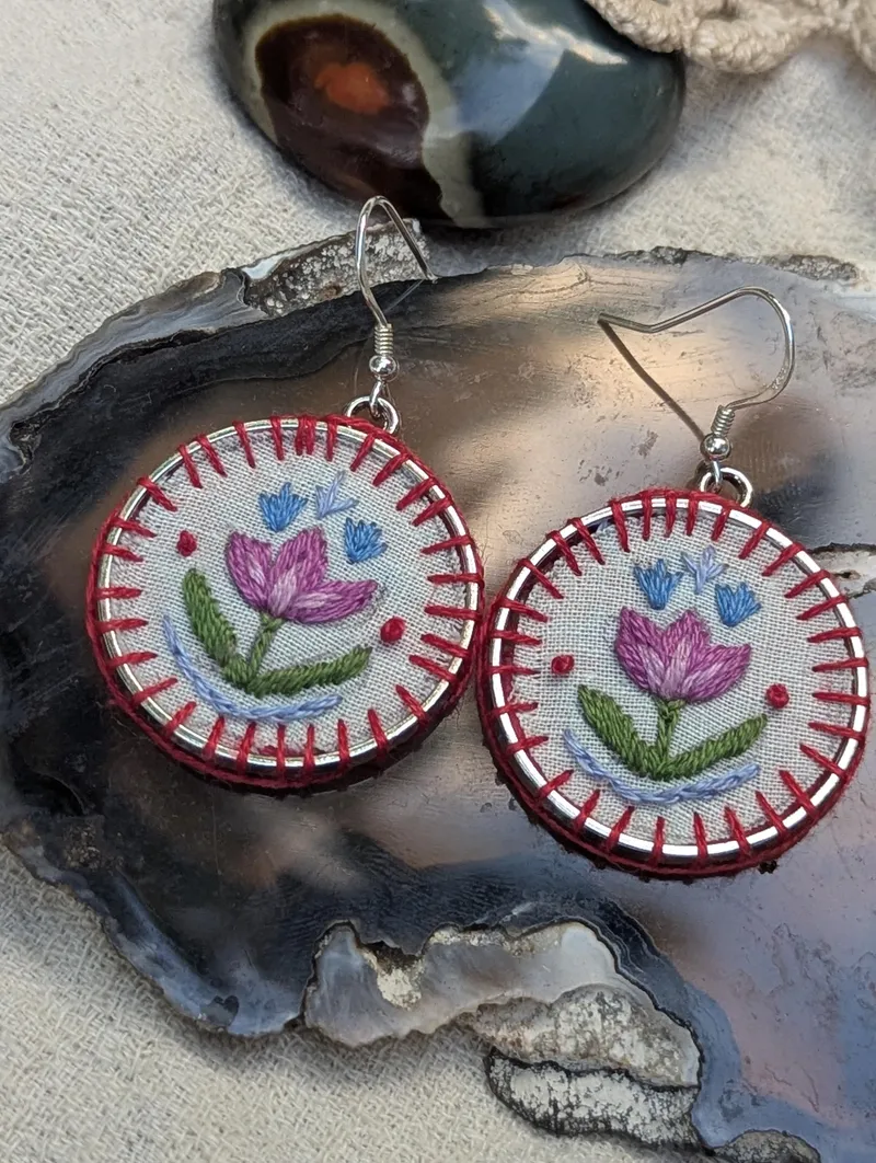 Circle Floral Earrings, Design 3