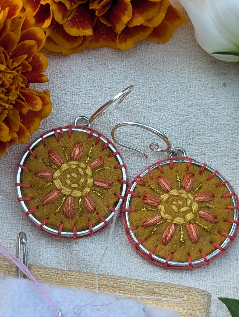 Circle Floral Earrings, Design 6