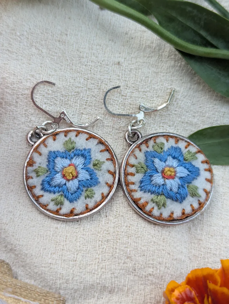 Circle Floral Earrings, Design 5