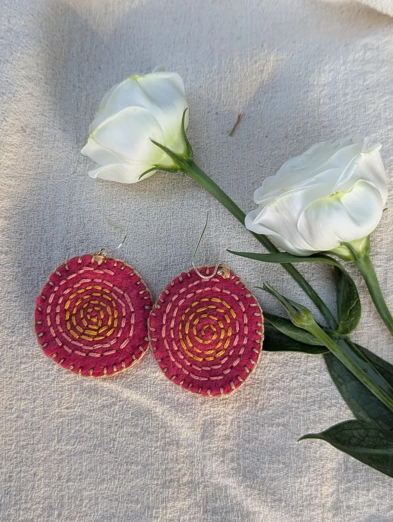 Circle Floral Earrings, Design 9